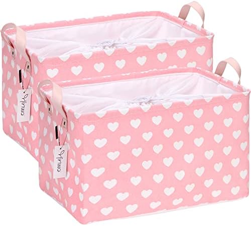 Hinwo 33L Large Canvas Storage Baskets with Lid and Handles, 2-Pack by Hinwo