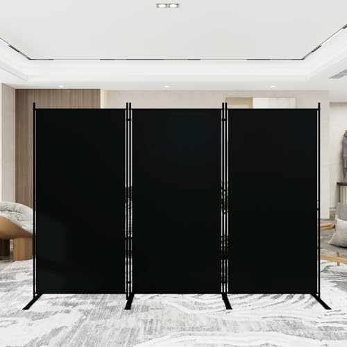 T&Jero 3-Panel Folding Room Divider, 6ft Tall Portable Privacy Screen Wall for Home and Office, Modern Freestanding Partition Separator for Bedroom, Studio, 100" Wide x 71" High, Black by TJero
