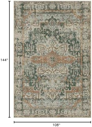 Rugxara 9x12 Area Rugs for Living Room Large Washable Rug, Green/Brown - Image 2