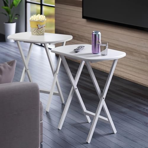 Winsome Corbett Set of 2 Oversized Foldable Snack Tables, Easy to Store Portable Fold Up Table Set for Kitchen, Living Room TV Dining, Crafts, Puzzles, Work from Home - Image 2