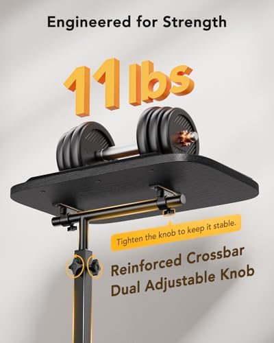 HUANUO TV Tray with Height Adjustment, 360° Swivel, 90° Tilt, Black - Image 4