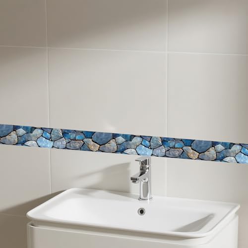 IVN Wallpaper Border Peel and Stick Wall Blue Stone 4x196 Inch - Image 5