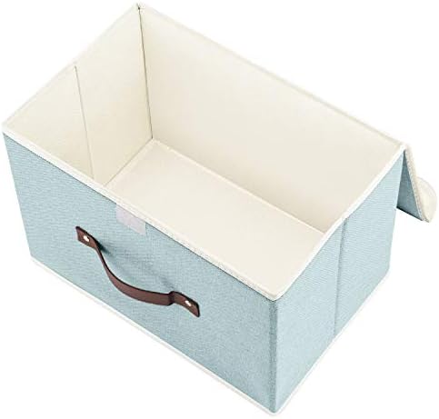 TYEERS Collapsible Storage Boxes, Washable Fabric Storage Bins with Lids, 14.9x9.8x9.8 inches, 2 Pack, Aqua Spring - Image 3