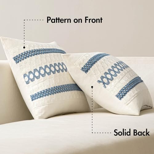 MIULEE Set of 2 Coastal Blue Boho Decorative Pillow Covers 20x20 Inch - Image 6