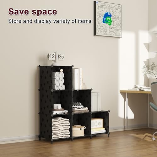 UNKU 6 Cube Storage Organizer, Closet Organizer Storage Shelves, Black - Image 4
