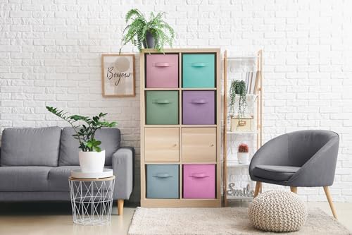 Sorbus Cube Storage Bin, Fabric, 6 Pack (13 Inch, Pastel Multi-Color 2) - Image 3