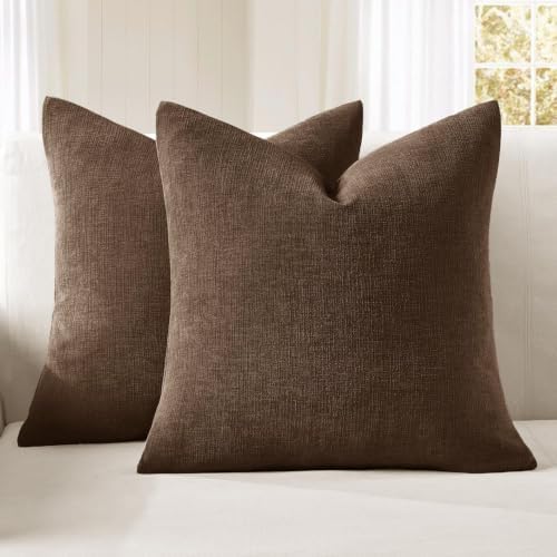 MIULEE Beaver Fur Chenille Couch Throw Pillow Covers, 20x20 by MIULEE