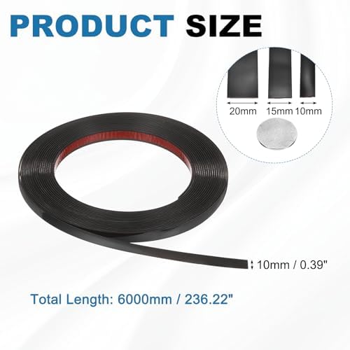 uxcell Black Peel and Stick Molding Trim, 0.4 Inch x 19.7 ft Self-Adhesive Mirror Tape, Flexible PVC Border Strip for Wall Decoration Tile Edge Ceiling Floor Frame Furniture Decoration - Image 2