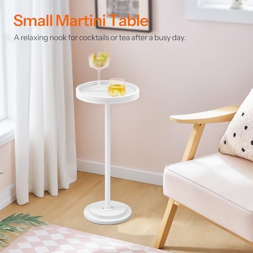 HOOBRO Small Round Side Table, Drink Table, Coffee Martini Table with Pedestal Accent for Small Spaces in Living Room, Bedroom, Sofa Couch, White WW168BZ01 - Image 6