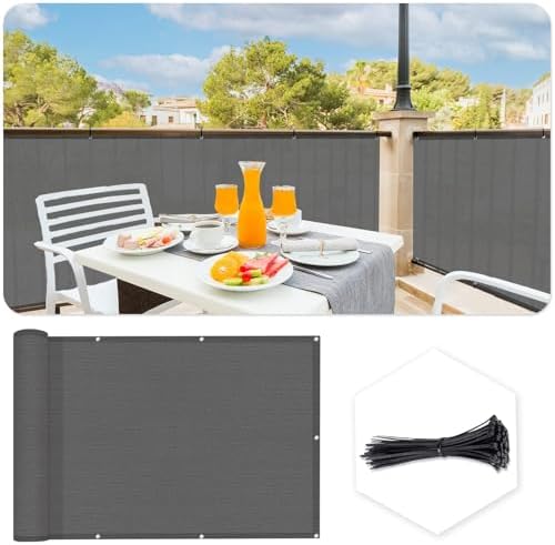 SUNLAX Custom Size 3.3'x4' Dark Grey Balcony Privacy Screen 90% UV Block by SUNLAX
