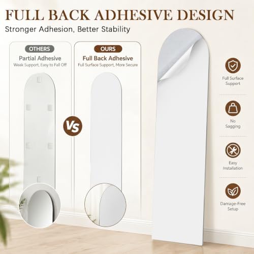 Leinuosen Full Length Acrylic Wall Mirror,Self Adhesive, 40" x 10", Arched - Image 5