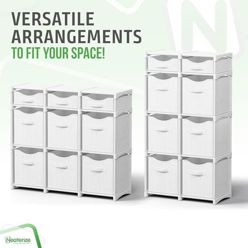 Cube Storage Organizer with Storage Bins Included - The Perfect Closet Organizers and Storage Solution. Includes 9 Storage Cubes, Great For Toy Storage, Closet Storage, Clothes Storage (White-Grey) - Image 5
