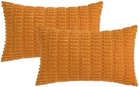 MIULEE Fall Corduroy Decorative Throw Pillow Covers 12x20 Burnt Orange - Image 6