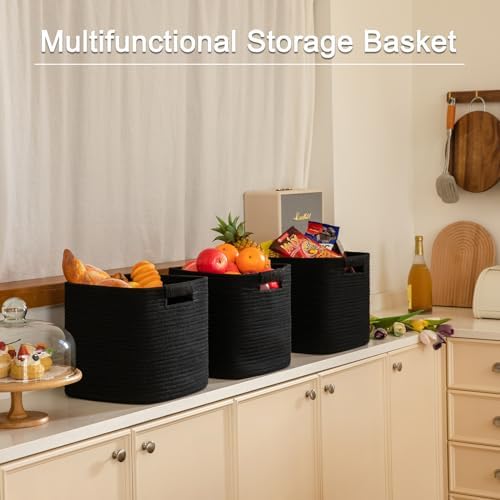 OIAHOMY Storage Cubes 11 Inch Storage Bins 3-Pack Square Baskets Black - Image 6