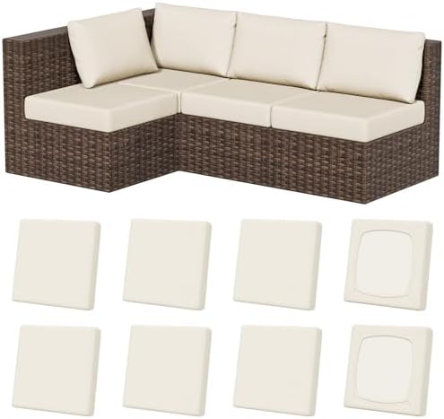 8Pcs Outdoor Cushion Covers, Stretch Patio Furniture Couch Chair Slipcovers by VORSHAPE