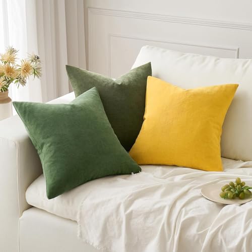 MIULEE Yellow Chenille Couch Throw Pillow Covers, 18x18 - Image 2
