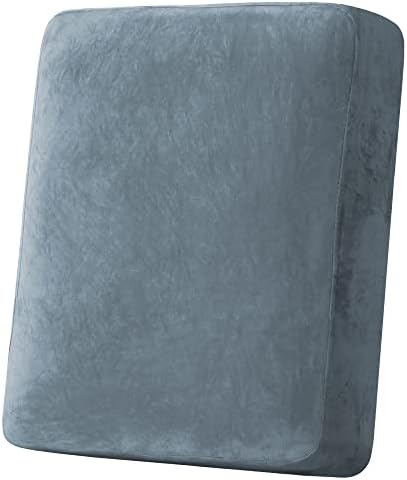 H.VERSAILTEX Velvet Stretch Couch Cushion Cover Plush Cushion Slipcover for Chair Cushion Furniture Protector Seat Cushion Sofa Cover (1 Piece Armchair Cushion Covers, Stone Blue) by HVERSAILTEX