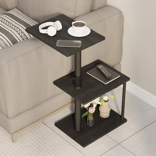 Faesun Swivel Side Table for Couch Arm, Adjustable C End Table for Recliner or Bed, Tv Trays with Storage Shelf for Small Spaces Small Nightstand Table for Living Room, Bedroom，2pc - Image 6