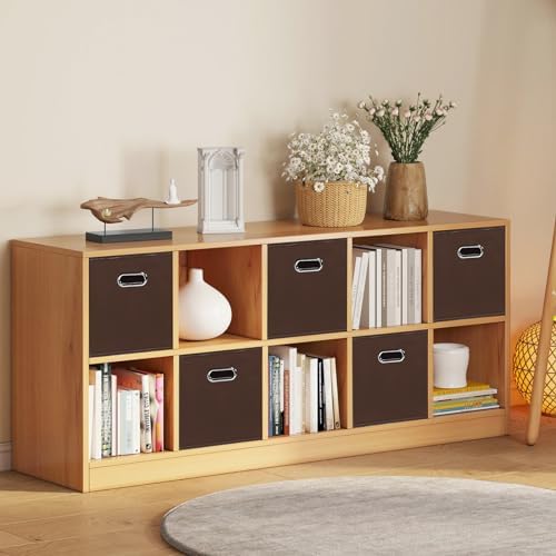 Black Foldable Storage Cubes Bins, Fabric Storage Box Cubes Organizer Baskets with Dual Handles for Home Organizer,Set of 6,(Coffee) - Image 5