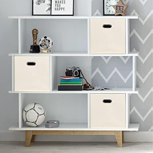 Black Foldable Storage Cubes Bins , Fabric Storage Box Cubes Organizer Baskets with Dual Handles for Home Organizer(Creamy-White) - Image 4