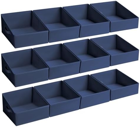 DIMJ Closet Storage Bins 12 Pack - Fabric Storage Baskets for Shelves, Collapsible Clothes Organizer with Handles, Trapezoid Shelf Organization Storage Cubes for Purse, Toys, Books, Towel, Clothes by DiMJ