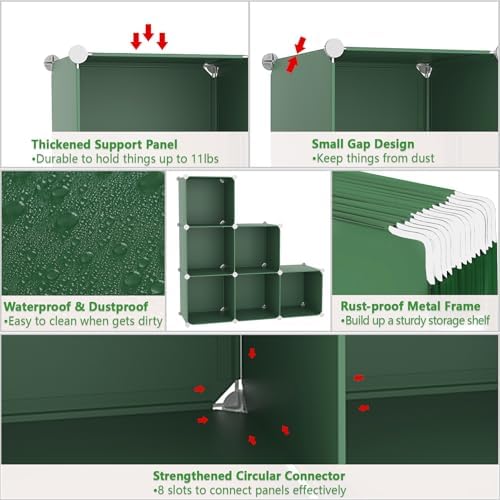 C&AHOME 6-Cube Storage Organizer Cube Shelf Closet Storage Bookcase, Green - Image 7