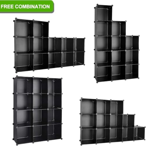 Cube Storage Organizer, DIY Plastic Closet Cabinet Modular Bookcase, Storage Shelves for Bedroom Living Room, Office（12-Cube，Plastic） - Image 4