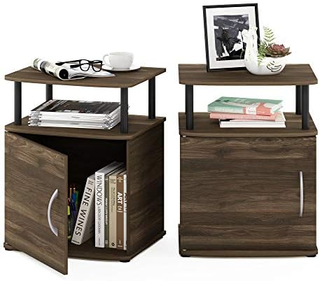 Furinno Jaya 2-Tier Side Table Set of 2, with Open Shelf, Columbia Walnut by Furinno-FitsYourSpaceFitsYourBudget
