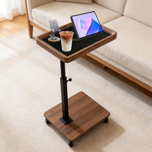 Sofa Table with 360° Phone Holder, Rolling C-Shape End Table by Unknown