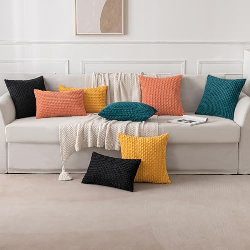 MIULEE Lumbar Decorative Throw Pillow Covers 12x20 Teal Blue Corduroy - Image 5
