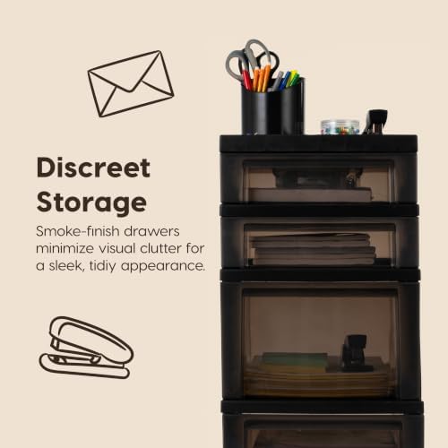 IRIS USA 4-Drawer Rolling Storage Cart with Wheels, Black/Gray - Image 5