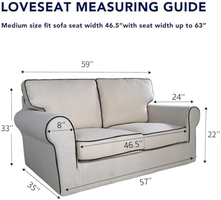 PureFit Stretch Loveseat Covers Fleece Couch Covers for Sofa White - Image 6