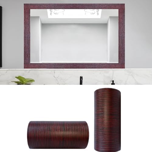 YESUS Dark Grey Wood Grain 3D 10M Wallpaper Frame Removable PVC Waterproof Peel and Stick Wallpaper,Bathroom Frame Sticker Wall Decor 3.93" x 32.8" (Red, 4inc) by Unknown
