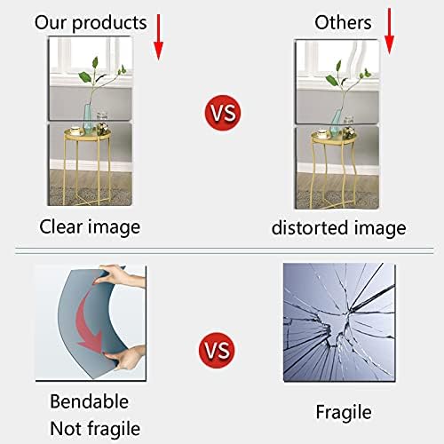 Full Body Length Mirrors for Walls, 12x12" 4pcs Acrylic Plexiglass Mirror Wall-Mounted Stick On Frameless Square Makeup Large Long Mirror Home Workout Gym Hallway Mirror Dorm Floor Tile Self Adhesive - Image 2