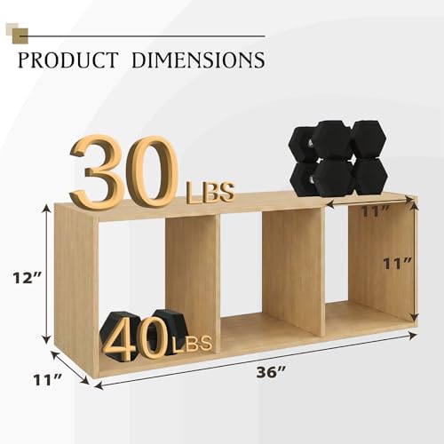 WannabeMyself【Sturdy Build&Easy Assembly】3 Cube Storage Organizer with Anti-Tipping Kits,Reversible Open Back Book Shelf, Bookcase for Living Room,Bedroom,Entrance Hall,Office,12.2×11.4×35.9,Oak Color - Image 2