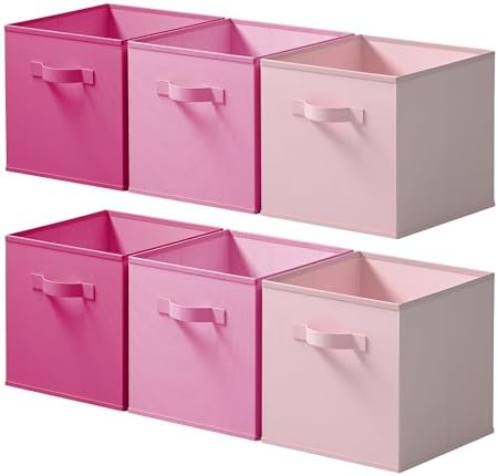 Cupic Cupid 6-Pack 11x11 Storage Cubes, Fabric Cube Bins, Pink Gradient by CupicCupid