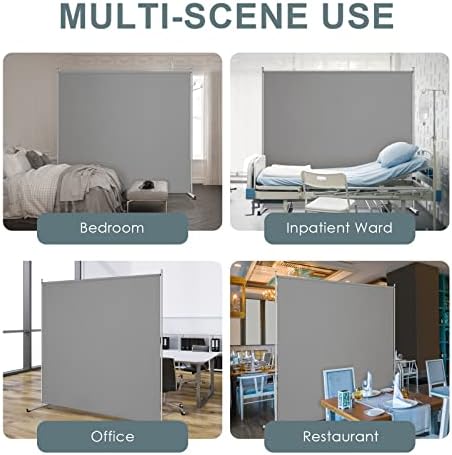 RANTILA Single Large Panel Room Divider, Privacy Screen for Office, Partition Separators, Freestanding Divider 71''W x 69.5''H, Grey - Image 5