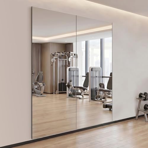 brisafe 2pcs Peel and Stick No-Drill Wall NanoMirror, 34 x 79 in, Black by BRISAFE