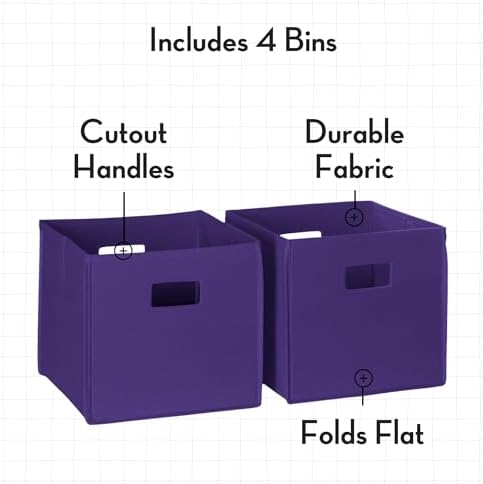 RiverRidge Folding Storage Bins - 4-pack of 10in Tall Dark Purple Cubes - Image 4