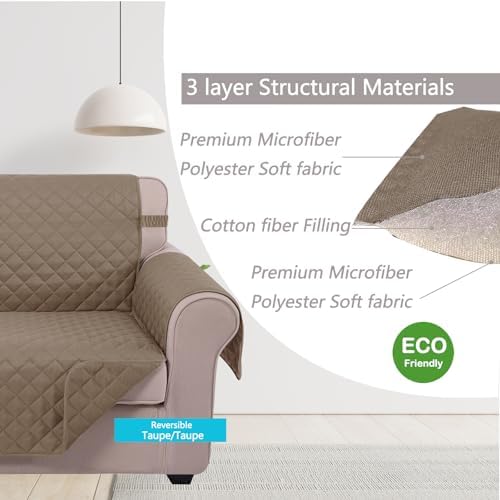 U-NICE HOME Loveseat Sofa Cover for 2 Cushion Couch, Taupe/Taupe - Image 5