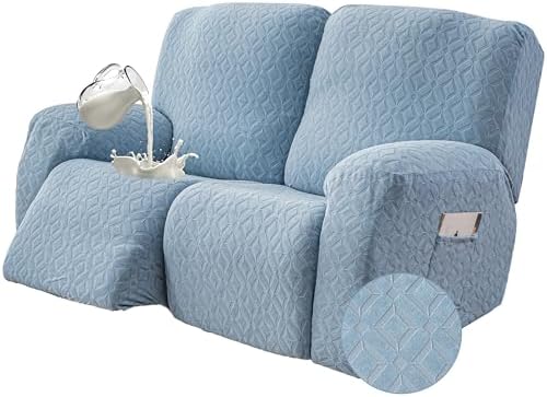 Genina Waterproof Recliner Loveseat Cover,2 Seat Couch Cover,Light Blue by Genina
