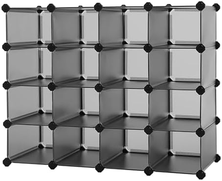 SONGMICS Shoe Rack, 16 Cubes Plastic Shoe Storage Organizer by Unknown