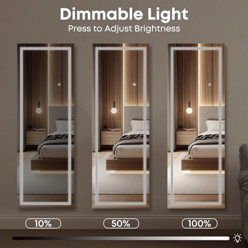 Kosmonia 71"x28" Frameless Full Length Mirror, Dimmable 3 Color LED Light - Image 5