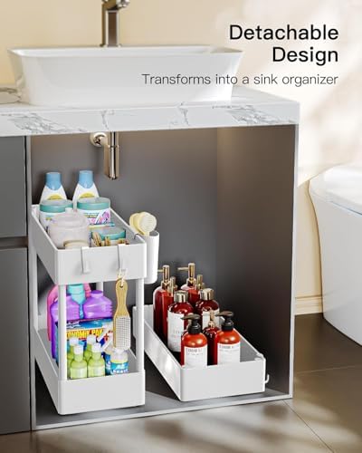 Pipishell 3 Tier Slim Storage Cart with Wheels, Bathroom Cart, White - Image 6