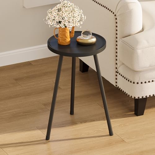 Small Couch Side Table, Drink Table, Mini Round End Table, Coffee Table, Snack Table for Small Spaces, Living Room, Bedroom, Sofa LET520BK - Image 4