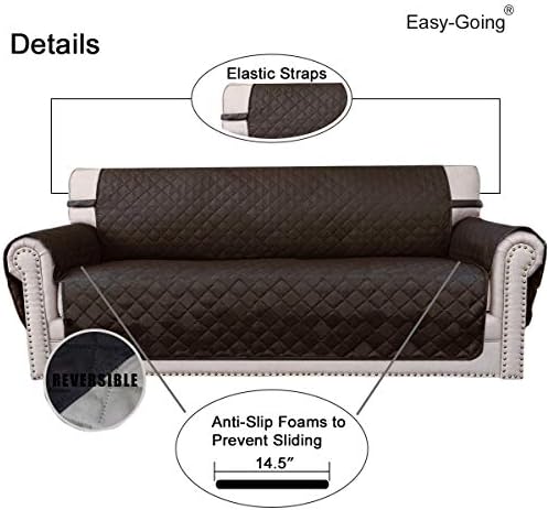 Easy-Going Reversible Couch Cover, 3 Cushion Sofa, Large, Chocolate/Beige - Image 3