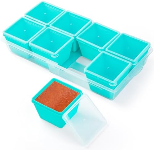 Gemice 1-Cup Silicone Freezer Molds with Lids & Base, Individual 8-Pack by GemiceBeautyTools