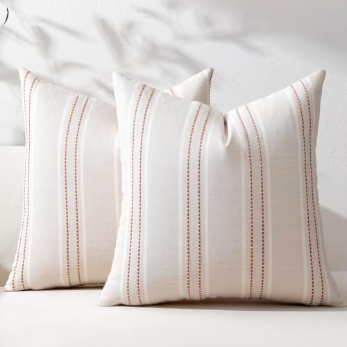 Hckot Terracotta Throw Pillow Covers 20x20 Set of 2 Striped Pillow Covers by Hckot