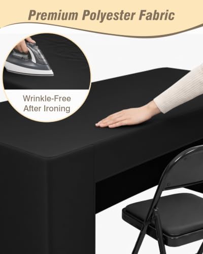 2 Pack Black Open Back Fitted Tablecloth Rectangle for 4ft Table - Image 5