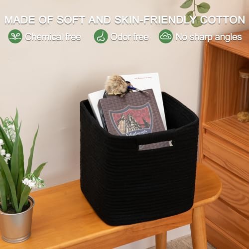 OIAHOMY Storage Cubes 11 Inch Storage Bins 3-Pack Square Baskets Black - Image 5
